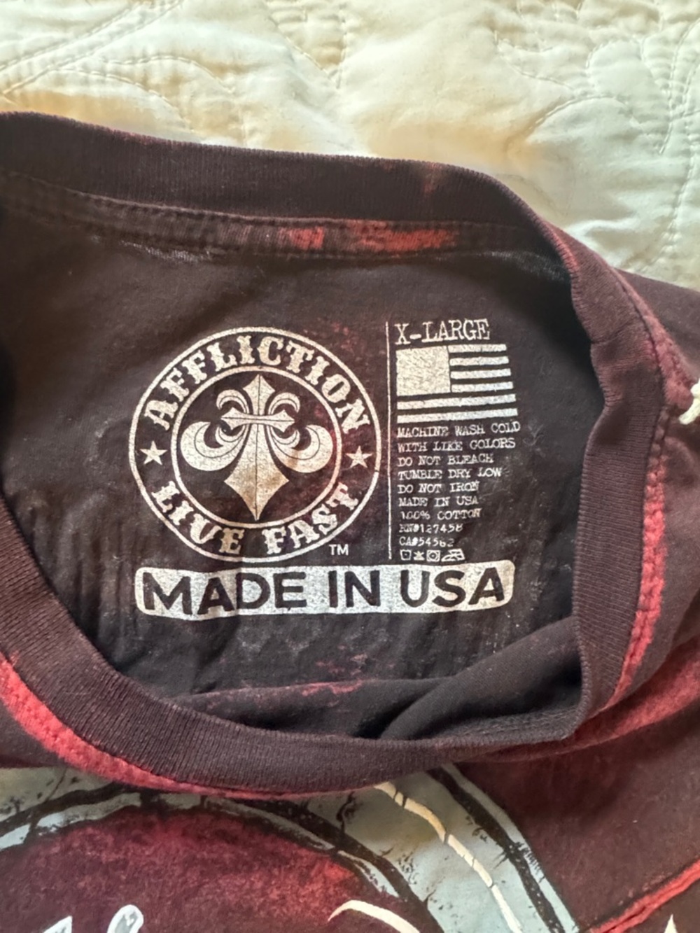 Affliction Men's Burgundy Red Graphic Short-Sleeve Tee - Picture 2 of 3
